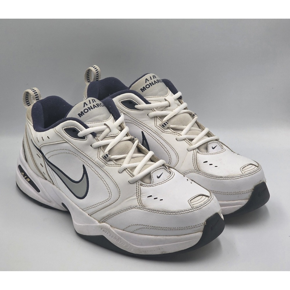Nike Air Monarch IV Men's 12 4E White Silver Navy 416355-102